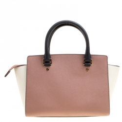 Pre Owned حقيبة مايكل كورس يد علوية سلما متوسطة جلد بيضاء/ عنابية