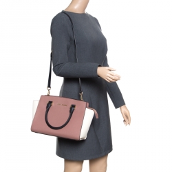 Pre Owned حقيبة مايكل كورس يد علوية سلما متوسطة جلد بيضاء/ عنابية