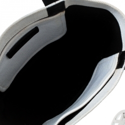 Pre Owned Michael Michael Kors White And Black Canvas Small Summer Group Tote