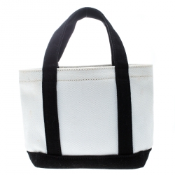 Pre Owned Michael Michael Kors White And Black Canvas Small Summer Group Tote