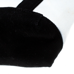 Pre Owned Michael Michael Kors White And Black Canvas Small Summer Group Tote