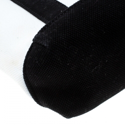 Pre Owned Michael Michael Kors White And Black Canvas Small Summer Group Tote