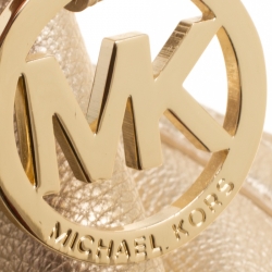 Pre Owned Michael Michael Kors Gold Leather Shopper Tote