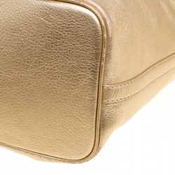 Pre Owned Michael Michael Kors Gold Leather Shopper Tote