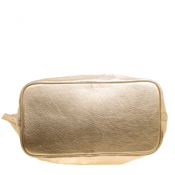 Pre Owned Michael Michael Kors Gold Leather Shopper Tote