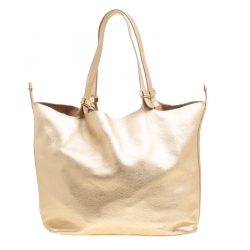 Pre Owned Michael Michael Kors Gold Leather Shopper Tote
