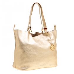 Pre Owned Michael Michael Kors Gold Leather Shopper Tote