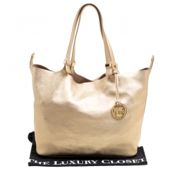 Pre Owned Michael Michael Kors Gold Leather Shopper Tote