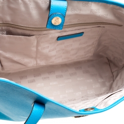 Pre Owned Michael Michael Kors Azure Saffiano Leather Shopper Tote