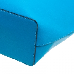 Pre Owned Michael Michael Kors Azure Saffiano Leather Shopper Tote
