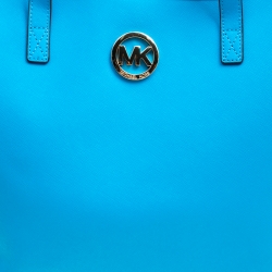 Pre Owned Michael Michael Kors Azure Saffiano Leather Shopper Tote