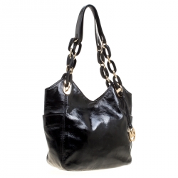 Pre Owned حقيبة يد مايكل مايكل كورس سلسلة ليلي متوسطة جلد سوداء