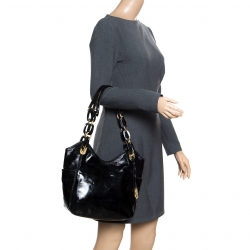 Pre Owned حقيبة يد مايكل مايكل كورس سلسلة ليلي متوسطة جلد سوداء