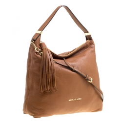 Pre Owned حقيبة كتف مايكل مايكل كورس شراشيب بدفورد جلد بنية