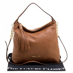 Pre Owned حقيبة كتف مايكل مايكل كورس شراشيب بدفورد جلد بنية