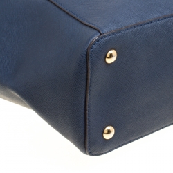 Pre Owned حقيبة يد مايكل مايكل كورس جت ست سحاب علوي جلد سافيانو زرقاء داكنة