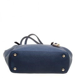 Pre Owned حقيبة يد مايكل مايكل كورس جت ست سحاب علوي جلد سافيانو زرقاء داكنة