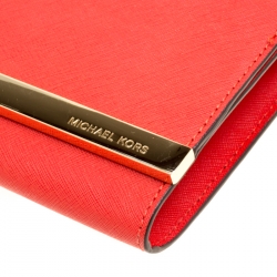 Pre Owned Michael Michael Kors Red Leather Lana Clutch