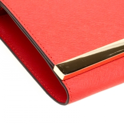 Pre Owned Michael Michael Kors Red Leather Lana Clutch
