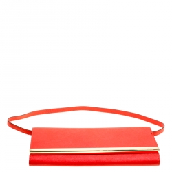 Pre Owned Michael Michael Kors Red Leather Lana Clutch