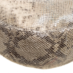 Pre Owned Michael Kors Beige Python Embossed Leather Medium Fulton Hobo