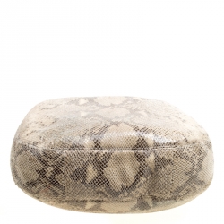 Pre Owned Michael Kors Beige Python Embossed Leather Medium Fulton Hobo