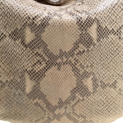 Pre Owned Michael Kors Beige Python Embossed Leather Medium Fulton Hobo