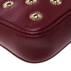 Michael Michael Kors Red Leather Studded Crossbody Bag