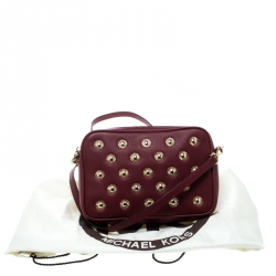 Michael Michael Kors Red Leather Studded Crossbody Bag