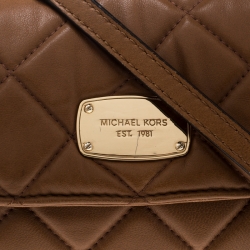 Pre Owned Michael Michael Kors Brown Quilted Leather Shoulder Bag