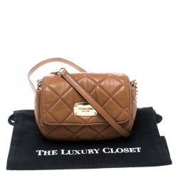 Pre Owned Michael Michael Kors Brown Quilted Leather Shoulder Bag