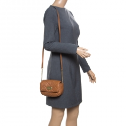 Pre Owned Michael Michael Kors Brown Quilted Leather Shoulder Bag
