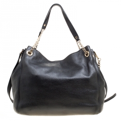Pre Owned Michael Michael Kors Black Leather Top Handle Bag