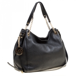 Pre Owned Michael Michael Kors Black Leather Top Handle Bag