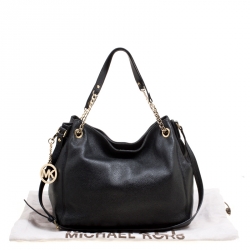 Pre Owned Michael Michael Kors Black Leather Top Handle Bag