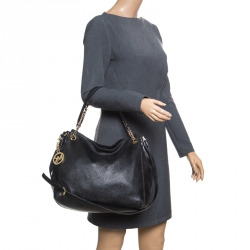 Pre Owned Michael Michael Kors Black Leather Top Handle Bag