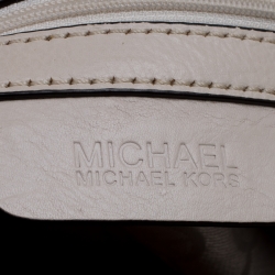 Pre Owned Michael Michael Kors Beige/Off White Signature Canvas Braided Hobo