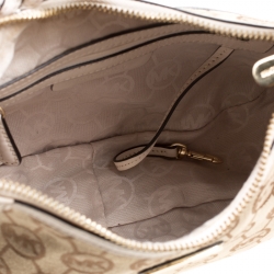 Pre Owned Michael Michael Kors Beige/Off White Signature Canvas Braided Hobo
