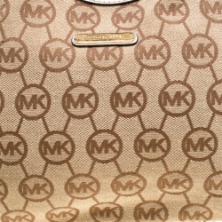Pre Owned Michael Michael Kors Beige/Off White Signature Canvas Braided Hobo