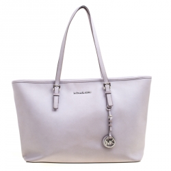 MICHAEL Michael Kors Jet Set Travel Saffiano Leather Top-Zip Tote Dove