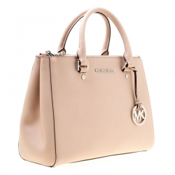 Pre Owned Michael Michael Kors Dusty Pink Leather Medium Sutton Top Handle Bag