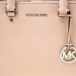 Pre Owned Michael Michael Kors Dusty Pink Leather Medium Sutton Top Handle Bag