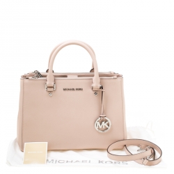 Pre Owned Michael Michael Kors Dusty Pink Leather Medium Sutton Top Handle Bag