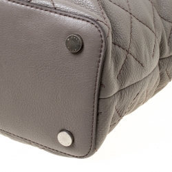 Pre Owned Michael Michael Kors Grey Quilted Leather Large Loni East West Top Handle Bag