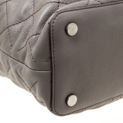 Pre Owned Michael Michael Kors Grey Quilted Leather Large Loni East West Top Handle Bag