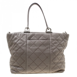 Pre Owned Michael Michael Kors Grey Quilted Leather Large Loni East West Top Handle Bag