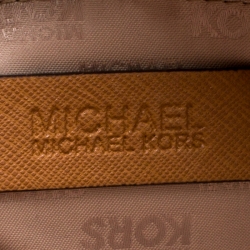 مملوكة مسبقًا حقيبة يد شوبر مايكل مايكل كورس كانفاس مقوى بنقوش شعار بنية