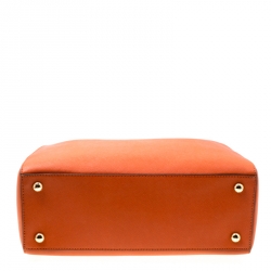 Pre Owned Michael Michael Kors Orange Leather Medium Cynthia Tote