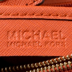 Pre Owned Michael Michael Kors Orange Leather Medium Cynthia Tote
