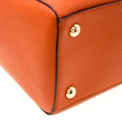 Pre Owned Michael Michael Kors Orange Leather Medium Cynthia Tote